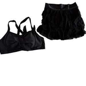 NEW Women's Black 2 Piece Bikini with Skirted Bottom Swimsuit Size M #26081